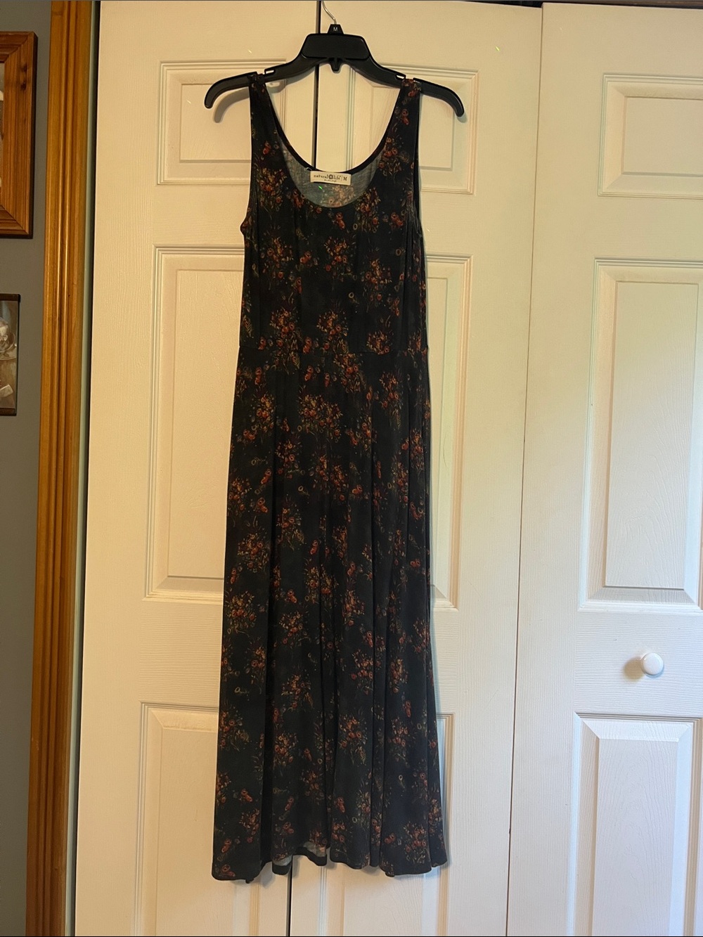 NATURAL LIFE Black Maxi Dress with Rust Floral Print